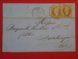 AR 27 FRANCE   BELLE LETTRE 1862 LILLE  A DUNKERQUE +2X N° 16  +AFFRANC.  INTERESSANT - 1853-1860 Napoléon III.