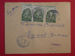 AR 27 AOF COTE D IVOIRE  BELLE LETTRE RR 1957 PETIT BUREAU OULEPLEU  A EYMET   FRANCE +AFFRANC.  INTERESSANT - Storia Postale