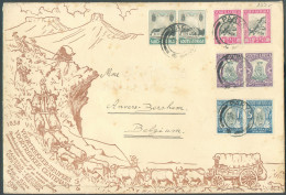 Lettre Illustrée VOORTREKKER CENTENARY 1838 1938 CAPE TOWN PRETORIA Commemoative Cover Of Ex-wagon Journey, Affr. 12p. O - Covers & Documents