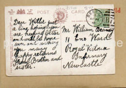 SCARCE BEBSIDE NUMERAL DUPLEX B77 POSTMARK ON GREETING POSTCARD 1910 VERY RARE - Poste & Facteurs