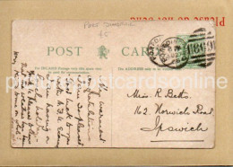 PORT DINORWIC NUMERAL DUPLEX 869 POSTMARK ON MENAI BRIDGE POSTCARD 1906 WALES - Poste & Facteurs