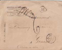 1865 - MARQUE De FRANCHISE ANNULEE ! "MINISTRE DES FINANCES" Sur ENVELOPPE => GONESSE - Cartas Civiles En Franquicia
