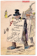 FOLIES BARROLINES MATINEE DE GALA CONSERVATOIRE DE THOM THIEN 1906  -   DESSIN PASTEL REALISE SUR CARTE POSTALE SIGNEE - Pasteles