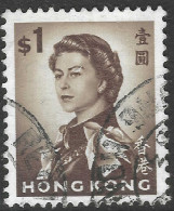 Hong Kong. 1962-73 QEII. $1 Used. Upright Block CA W/M SG 205 - Usati
