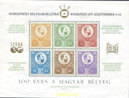 313694 MNH HUNGRIA 1971 BUDAPEST 71. EXPOSICION FILATELICA INTERNACIONAL. CENTENARIO DEL SELLO HUNGARO - Autres & Non Classés