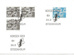 Sweden 1969 NORDEN: Centenary Of Cooperation Between Scandinavian Postal Adm. Sailing Boat  Mi 629-630 FDC - Cartoline Maximum