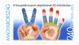 262913 MNH HUNGRIA 2011 20 ANIVERSARIO DEL GRUPO DE LA FUNDACIO VISEGRAD - Neufs