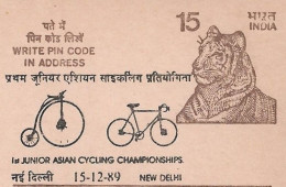 India 1989 Means Of Transport, 3 -Wheeler,Tricycle ,Taxi ,Cycle, Rickshaw, Bike,Postcard Cancelled (**) Inde Indien - Briefe U. Dokumente
