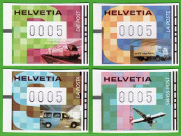 2001 Schweiz Suisse ATM 11-14 Transportmittel / Serie 5Rp. Postfrisch Frama Automatenmarken Automatici Etiquetas - Automatic Stamps