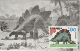 Pologne Carte Maximum 1965 Animaux Préhistoriques 1427 - Maximumkaarten