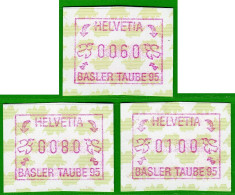 1995 Schweiz Suisse ATM 6 Basler Taube / Satz 60/80/100 ** MNH Frama Automatenmarken Etiquetas Automatici Distributeur - Automatenzegels