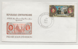 CENTRAFRICAINE FDC 1er PREMIER JOUR 1981 Bangui Prince CHARLES Lady DIANA SPENCER - Centrafricaine (République)