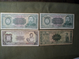 PARAGUAY. LOT DE 4 BILLETS DE BANQUE DIFFERENTS. ANNEES 60 / 80 - Paraguay