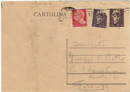 CTN83 - ITALIE EP CP PERIODE REGENCE 50c + COMPL.TS MILANO 20/11/1945 - Oblitérés