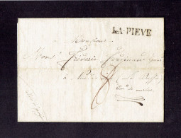 ITALIE LOMBARDIE - L LA PIEVE 27 JANVIER 1836 POUR NICE - TAXE MANUSCRITE 8 - 1. ...-1850 Prefilatelia