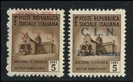 ● Italia C.L.N. 1945 ֎ PONTE CHIASSO ֎ N. ? **  Varietà = NON Certificati ● Cat. € ● Lotto N. 1585 A ● - Comitato Di Liberazione Nazionale (CLN)