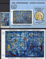 New York 1985 Glasfenster UN 189,Block 4+Antigua Bl.103 ** 12€ Porträt Chagall Bloc Hoja Art Sheets Bf Vereinte Nationen - Lots & Serien