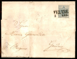 Antichi Stati Italiani - Lombardo Veneto - 45 Cent (11) Su Lettera Da Feltra A Gandino Del 2.7.1853 - Other & Unclassified