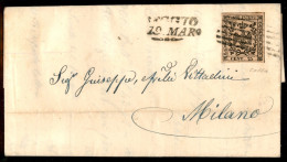 Antichi Stati Italiani - Modena - 25 Cent Camoscio (4a) Isolato Su Lettera Da Reggio A Milano Del 19.3.1858 - Molto Bell - Other & Unclassified
