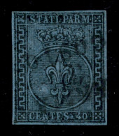 Antichi Stati Italiani - Parma - 1852 - 40 Cent (5) Usato - Molto Bello - Raybaudi + Cert. Bottacchi (1.200) - Other & Unclassified