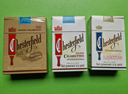 Lot 3 Anciens PAQUETS De CIGARETTES Vide - CHESTERFIELD - Vers 1980 - Etuis à Cigarettes Vides