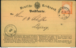 1872, 2Kreuzer Kl. Schild Orange Auf Postkarte Ab FRANKFURT A. M. - Cartas & Documentos
