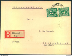 1946, Einschreiben Ab "HEINEBACH 6.6.46 Mit Senkrechtem Paar 42 Pfg. Ziffer Nach Heidelberg, - Sonstige & Ohne Zuordnung