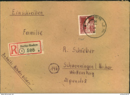 1950, 60 Pf. Stephan Als Fern-R-Brief Ab BERLIN-RUDOW - Cartas & Documentos