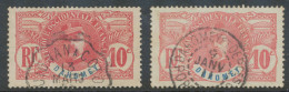 DAHOMEY 1906 Louis Faidherbe (1818-1889), General 10 C Karmin/blau (2x) Gestempelt - Usati