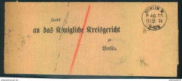 KLASSISCHE BERLINSTEMPEL: " BERLIN W. P. AG. 55 -11/8 74 2" Auf Behändigungsschein - Briefe U. Dokumente