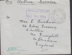 BORGARNES On Active Service FIELD POST OFFICE '308' 1940 Cover DURHAM England Boxed PASSED BY CENSOR No. 1124 SCARCE !! - Covers & Documents