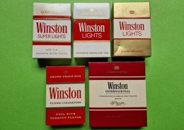 Lot 5 Anciens PAQUETS De CIGARETTES Vide - WINSTON - Vers 1980 - Etuis à Cigarettes Vides