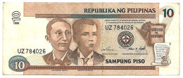 PHILIPPINES   10 Piso  1998  Petite Lettre Manuscrite, #187b Ramos & SINGSON  Circulé B+ - Philippines