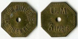 N93-0751 - Monnaie De Nécessité - Saint-Quentin - Union Mutuelle -  U. M. - 3 Livres - Monétaires / De Nécessité