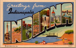 Indiana Greetings From Indianapolis Large Letter Linen Curteich - Indianapolis