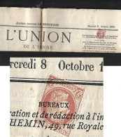 Journaux.  N°51 Sur Journal Entier "l'union De L'Yonne" Du 8 Octobre 1873. - Kranten