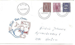 Norway 1970 Definities: Petrogryps,  Stave Church, Knop MI  506 Y, 600-601   FDC Cancelled 16.3.70 - Lettres & Documents