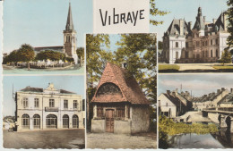 Cpsm 9x14 (72) VIBRAYE . Multi-vues : L'Eglise, Le Château, Chapelle Ste Anne , L'Hôtel De Ville, Pont Sur La Braye - Vibraye