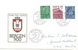 Norway 1970 900th Anniversary Of The City Of Bergen. Mi 608 - 610    FDC - Lettres & Documents