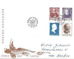 Norway 1970  Scientists (I): Zoologists, Sars, Strøm, Gunnerus, Sars, . Mi  613 - 616    FDC - Covers & Documents
