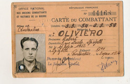 FRANCE - Carte Du Combattant - Office De Constantine - 1954 - Documents