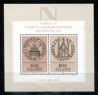 ISLAND Block 4, Bl.4 Mnh - NORDIA '84, Siegel, Seal, Joint - ICELAND / ISLANDE - Blokken & Velletjes