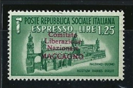 ● Italia C.L.N. 1945 ֎ MACCAGNO ֎ N.  8 ** ● Espresso = NON Garantito ● Cat. ? € ● Lotto N. 1581b ● - National Liberation Committee (CLN)