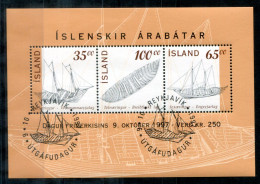ISLAND Block 20, Bl.20 FD Canc. - Ruderschiffe, Rowing Ships, Bateaux à Rames - ICELAND / ISLANDE - Blocks & Sheetlets