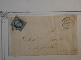 AX 19 FRANCE  LETTRE DEVANT 21 JANV. 1854 NEUFCHATEL A LAFEUILLIE + NAPOLEON  N°10 +AFFRANC. PLAISANT+ - 1852 Luis-Napoléon