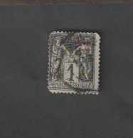 Timbres - N°83 - Type  Sage - 1c Noir S. Azuré   - 1877  -  Oblitéré - Autres & Non Classés