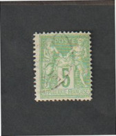 Timbres - N°102 - Type  Sage - 5c Vert Jaune   - 1898  -  Oblitéré - Autres & Non Classés