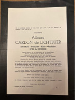 Douairiere Alfonse Cardon De Lichtbuer Nee Maria Stas De Richelle *1871 Gand +1955 Chateau Ter Burcht Destelbergen - Obituary Notices