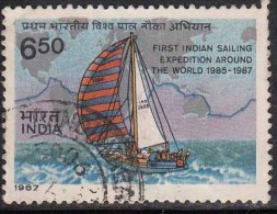 India Used 1987, Indian Army Round The World Yacht Journey, Route Map, (sample Image) - Oblitérés