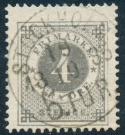 Sweden Suède Sverige 1877: Facit 29e, 4ö Grey Ringtyp Perf 13, F Used, STOCKHOLM 5.Tur Cancel (DCSV00416) - 1872-1891 Ringtyp